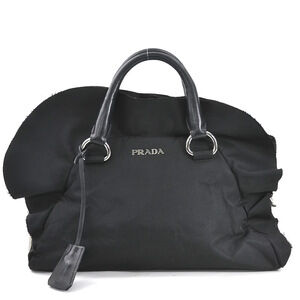 Prada Tessuto Ruffle Bauletto Shoulder bag Black